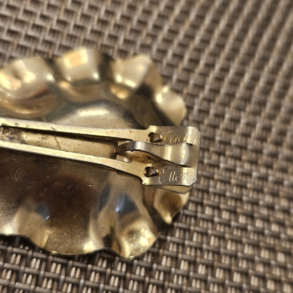 Vintage 1960's Lady Ellen goldtone rhinestones leaf hair clip aurora borealis - Picture 4 of 6